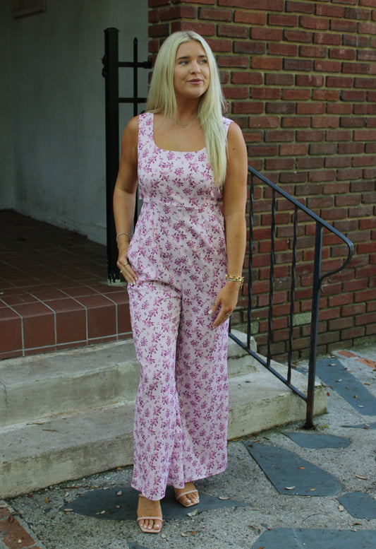 Pink Floral Backless Jumpsuit RTS