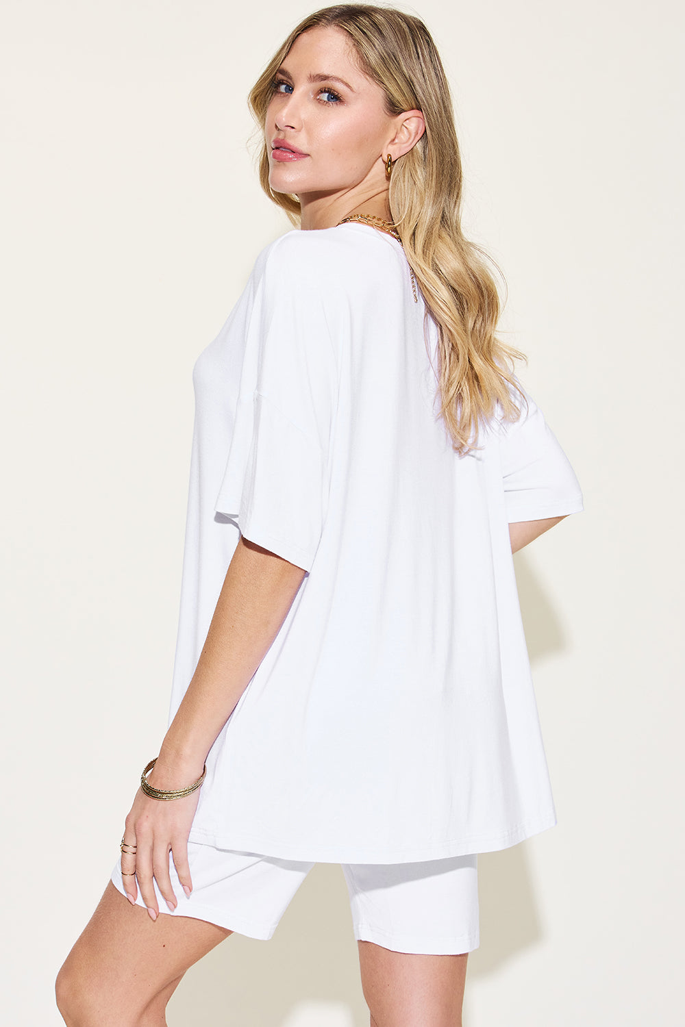 Basic Bae Full Size V-Neck Drop Shoulder Short Sleeve TEE and Shorts Set