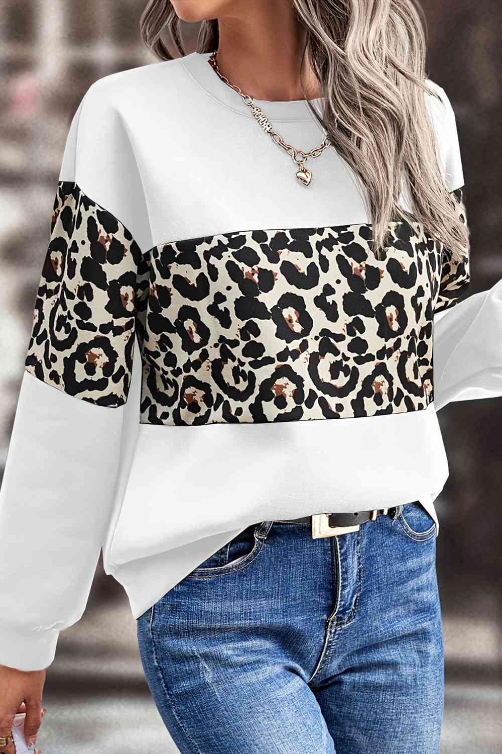 Leopard Dropped Shoulder Sweatshirt