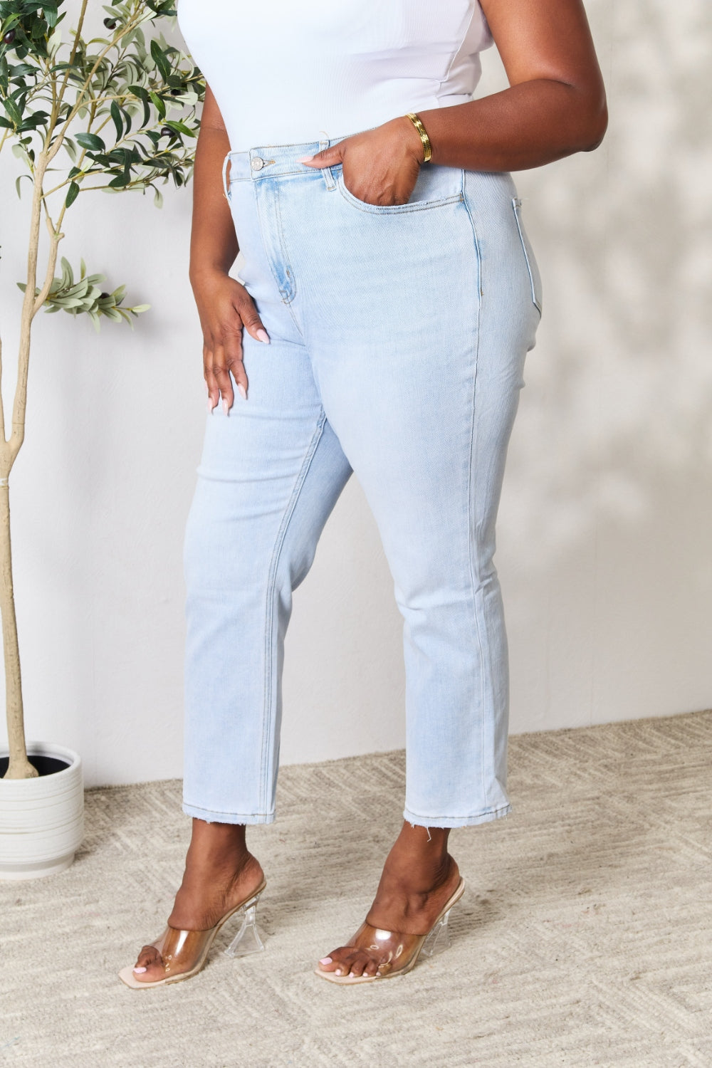 BAYEAS Full Size High Waist Straight Jeans